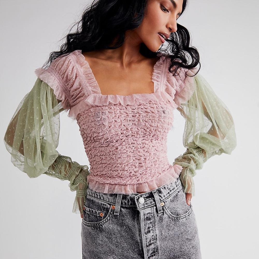 Free People Nothing Sweeter Top - Cotton Candy Combo Sz L